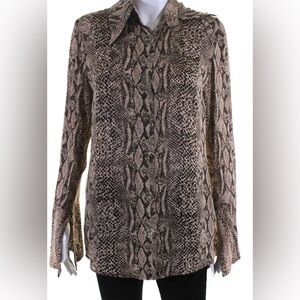 RAMY BROOK Brown Snake Print Long Sleeve Top - Medium